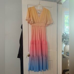Gradient Ruffle Sleeve Maxi Dress (flying tomato brand) - Size Small 

NWT